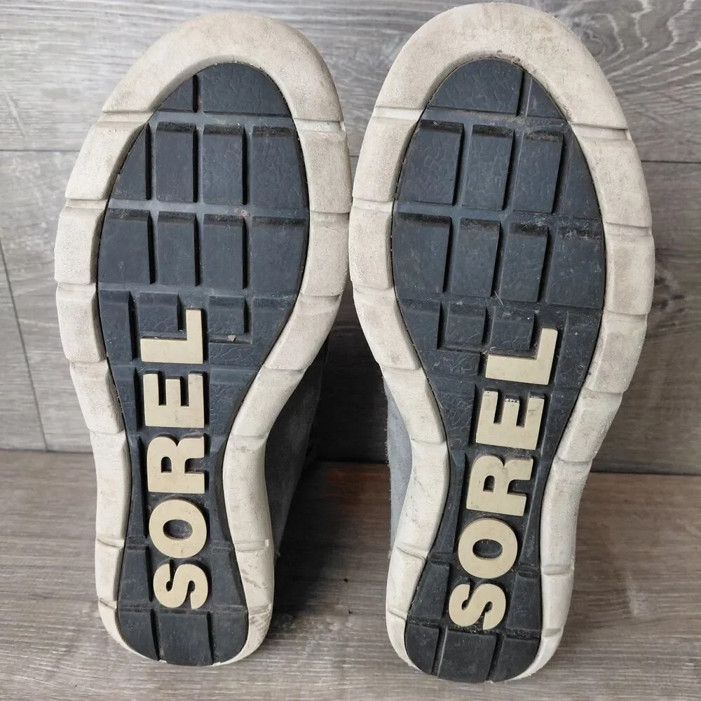 Sorel Explorer Joan Boots Women 10 Gray Suede Leather Winter Waterproof Faux Fur - Picture 9 of 10